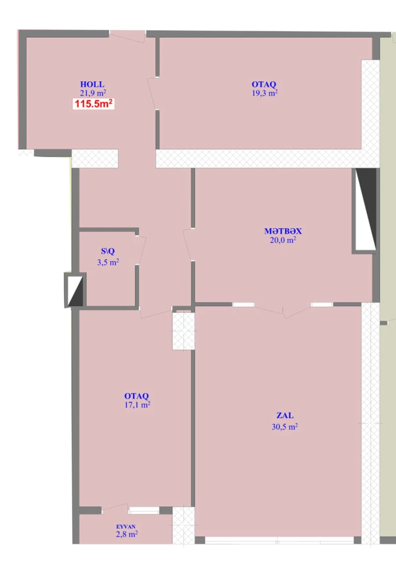 Satılır yeni tikili 3 otaqlı 116 m², İnşaatçılar m.-1