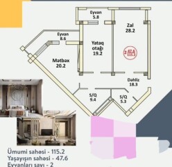 Satılır yeni tikili 2 otaqlı 115 m², İnşaatçılar m.-5 Satılır yeni tikili 2 otaqlı 115 m², İnşaatçılar m.-5