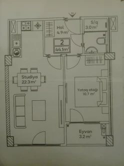 Satılır yeni tikili 2 otaqlı 45 m², Yasamal q.-9