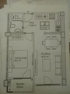 Satılır yeni tikili 2 otaqlı 45 m², Yasamal q.-7