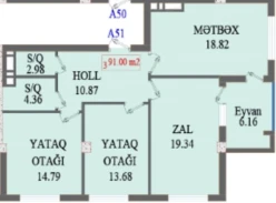 Satılır yeni tikili 3 otaqlı 91 m², Bakıxanov q.-3